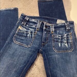 Diesel Blue Straight Leg Jeans with Distressed Details